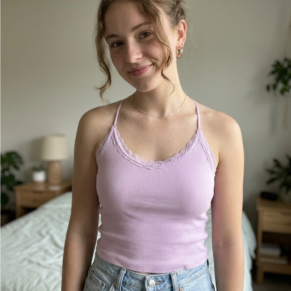 American Eagle Outfitters Lilac Lace Cami